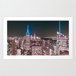 night city buildings aerial view metropolis new york Art Print