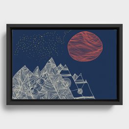 Mountains, Stars and Super Moon Framed Canvas