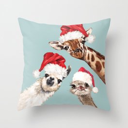 Christmas Animals Gang Throw Pillow