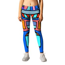 Totem III Leggings | Acrylic, Painting, Blockcolors, Pattern, Geometric, Fun, Bold, Digital 