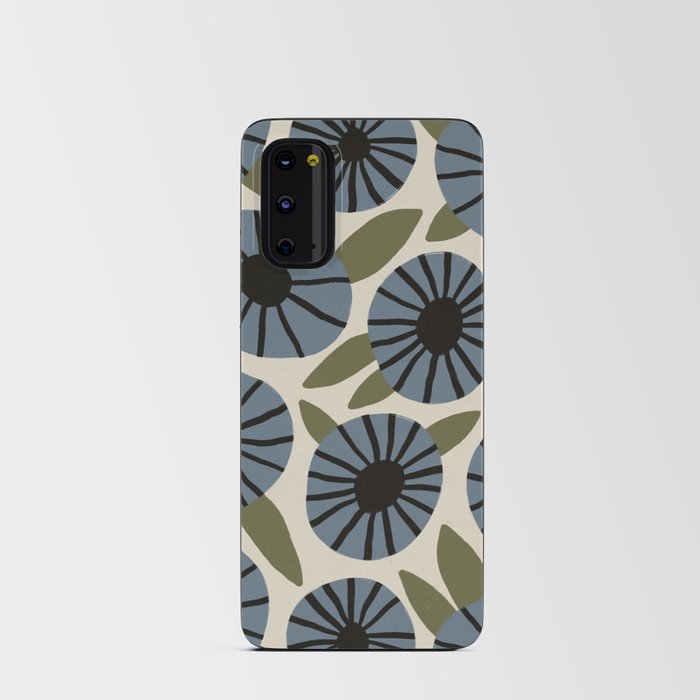 Floral Pattern / Slate Blue & Green Android Card Case