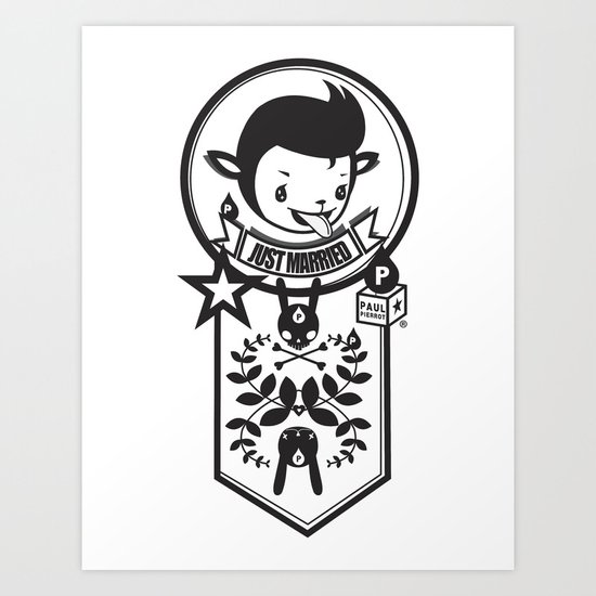 LOVE LIFE - JUST MARRIED BADGE Art Print
