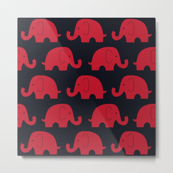 Elephants Red Metal Print