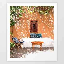 A Relaxed Afternoon | Tropical Summer Architecture | Buildings India Travel Bohemian Décor Painting Art Print