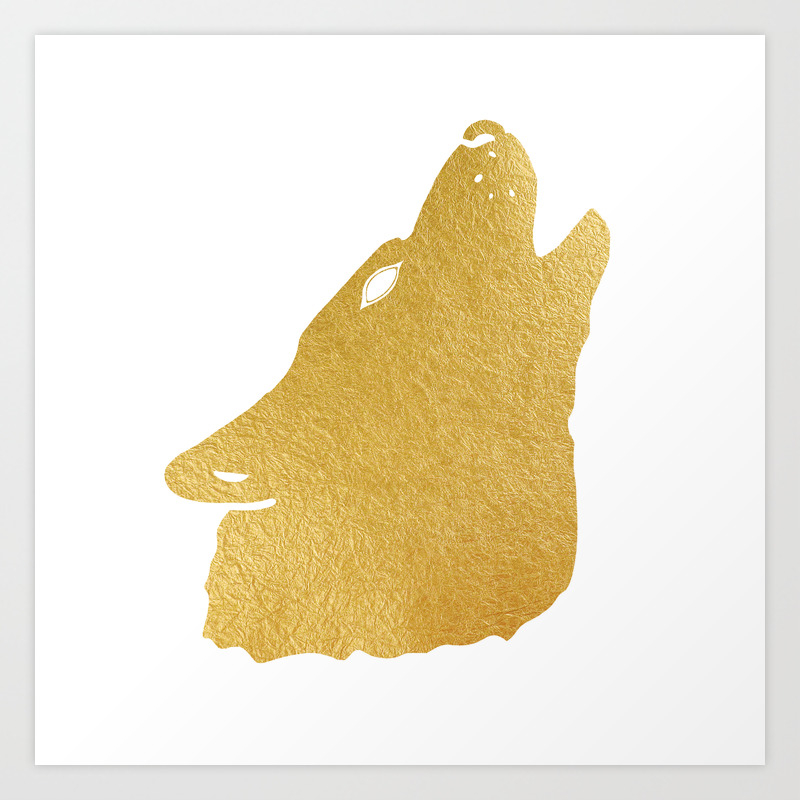 Gold Foil Wolf Art Print By Mod Pop Deco Society6