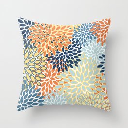 Colorful Bright Florals Prints Throw Pillow
