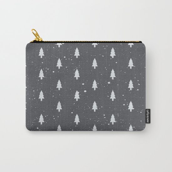Christmas Trees Pattern Grey Carry-All Pouch