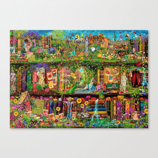 The Secret Garden Book Shelf Canvas Print
