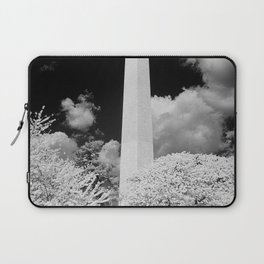 Cherry Blossom Festival at the Washington Monument, Washington D.C. springtime landscape portrait black and white photograph - photograghy - photographs Laptop Sleeve