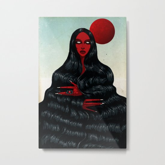 Long Black Hair. Metal Print