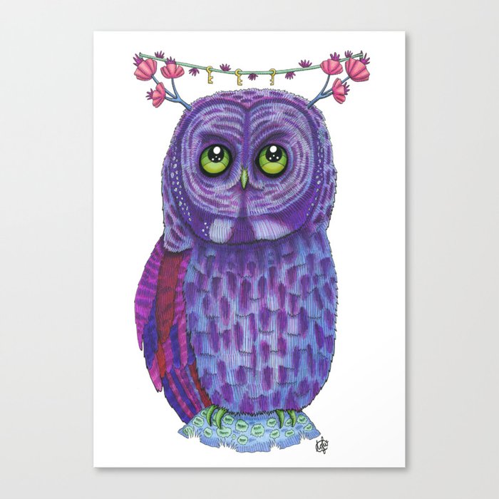 The Great Gray Purple Owl, A Key Holder And Protector Of The Mice Kingdom Canvas Print