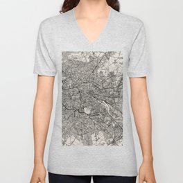 Germany, Berlin - Authentic Black and White Map V Neck T Shirt