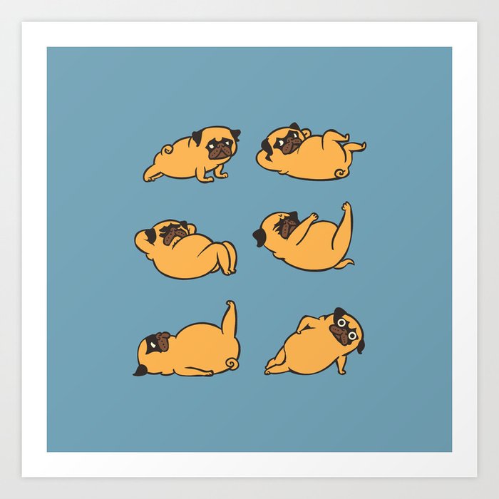Society6 ケース Pug Workout by Huebucket Today Workout with the pug Art Print by Huebucket | Society6