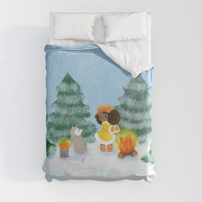 Snow Opossum  Duvet Cover