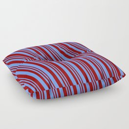 [ Thumbnail: Dark Red & Cornflower Blue Colored Lined/Striped Pattern Floor Pillow ]