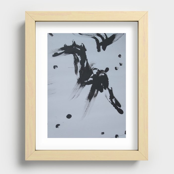 Abstract Horse Black And White Recessed Framed Print