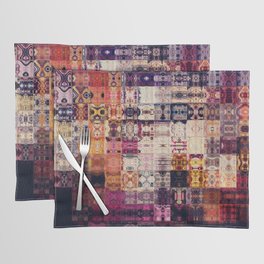 art abstract colorful geometric pattern; paper textured tiled background in purple, viole, fuchsia, red, orange, black and beige white colors Placemat