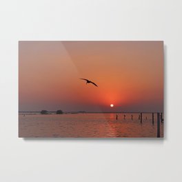 The Girl Wants to Dance Metal Print | Silhouette, Pineland, Landscape, Post, Photo, Sunset, Pelican, Water, Birds, Pier 