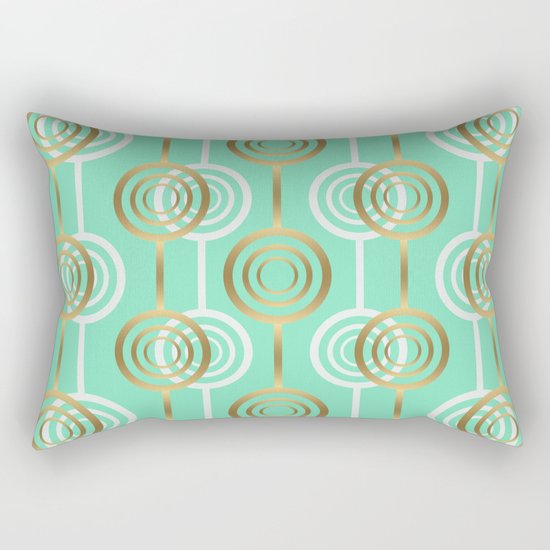 Gold and Mint Rectangular Pillow