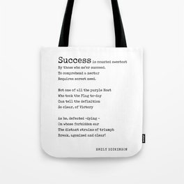 Success is counted sweetest - Emily Dickinson Poem - Literature - Typewriter Print Tote Bag
