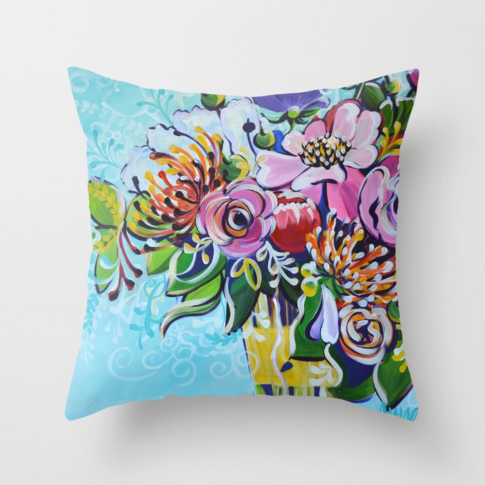 Graphic Floral 3 Throw Pillow