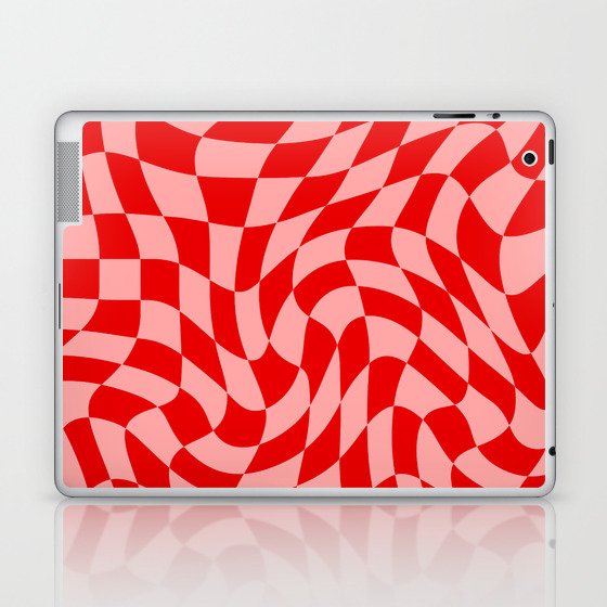 Pink and Red Wavy Checkered Print - Softroom Laptop & iPad Skin