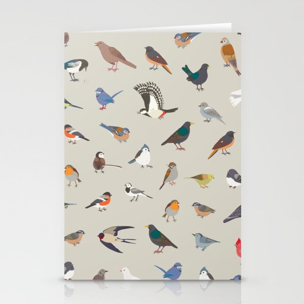 Garden Birds Pattern Stationery Cards
