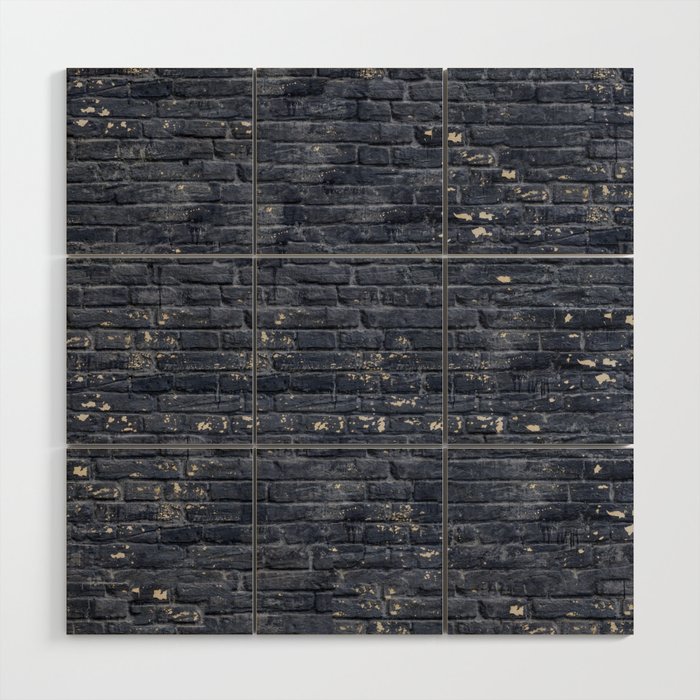 Black Brick Wall Wood Wall Art