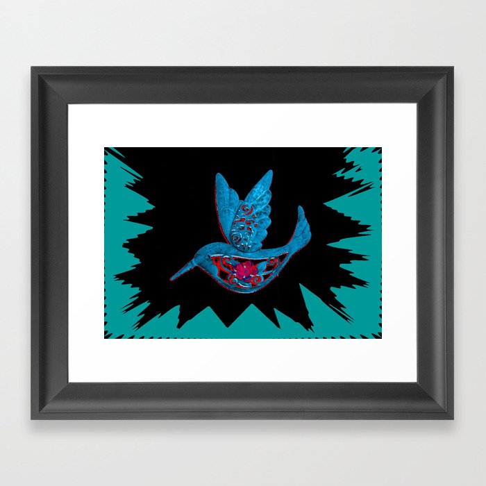 Blue Songbird Design Framed Art Print