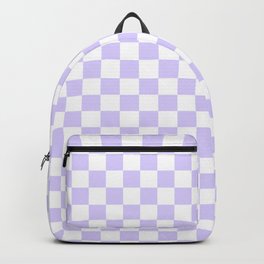 White and Pale Lavender Violet Checkerboard Backpack