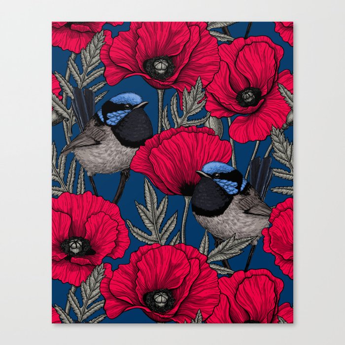 Fairy wren and poppies Leinwanddruck Fairy wren and poppies Leinwanddruck