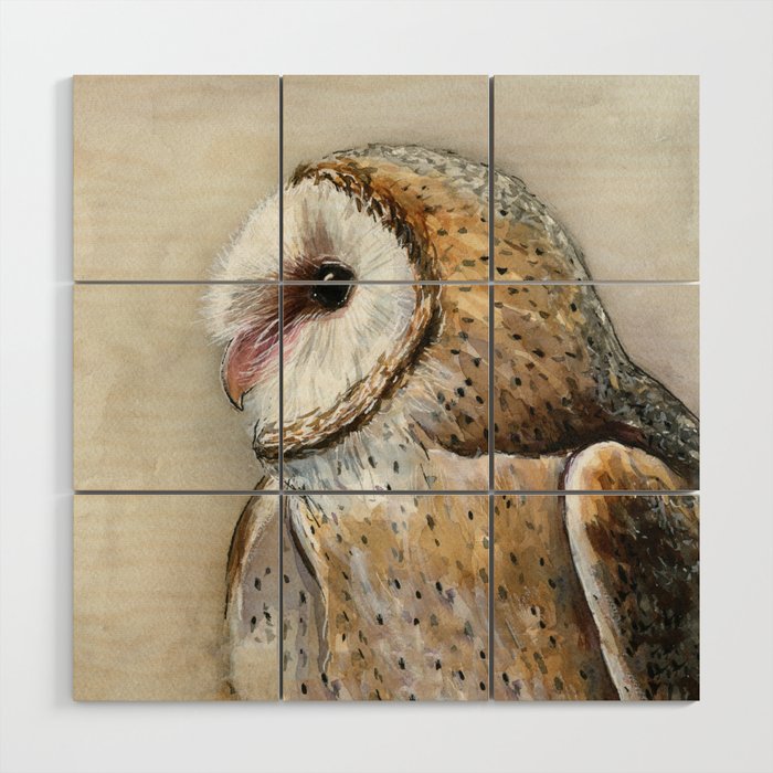 Barn Owl Watercolor Birds Of Prey Wild Animals Owls Wood Wall Art By Olechka