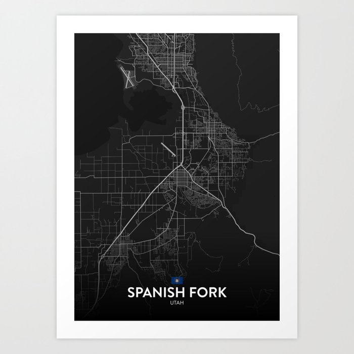 Spanish Fork, Utah, United States - Dark City Map Art Print