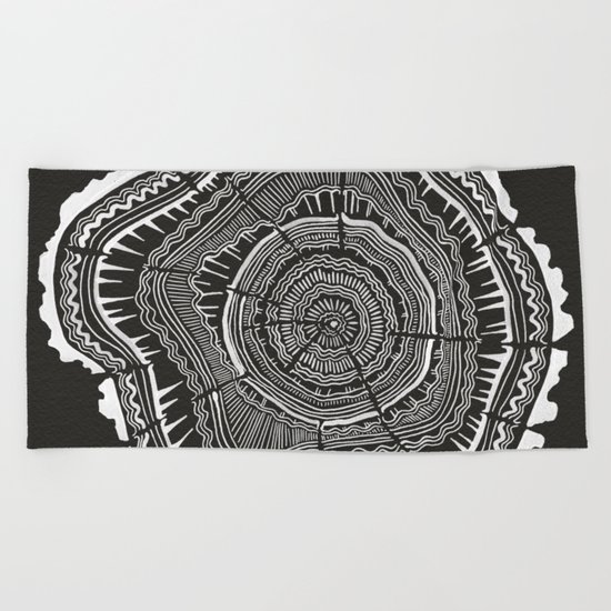 Growth Rings – 65 Years – Black Beach Towel