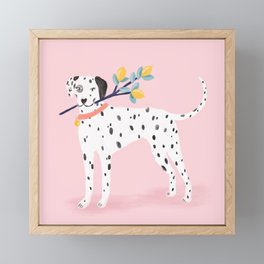 Dalmatian with Lemon Tree in Pink Framed Mini Art Print
