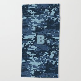 Personalized B Letter on Blue Military Camouflage Air Force Design, Veterans Day Gift / Valentine Gift / Military Anniversary Gift / Army Birthday Gift iPhone Case Beach Towel
