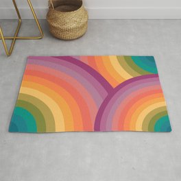 Retro Rainbow Design Warm to Cool Colors Rug