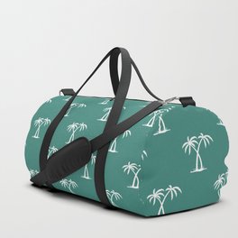 Green Blue And White Palm Trees Pattern Duffle Bag