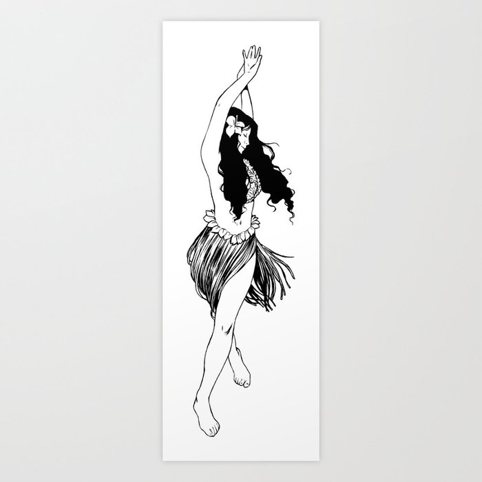 Tropical Dancing Hula Girl Art Print By Vector Genius | Society6