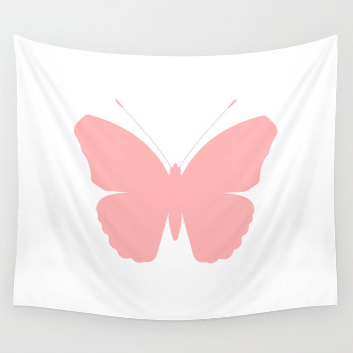 Pink Butterfly Design Wall Tapestry