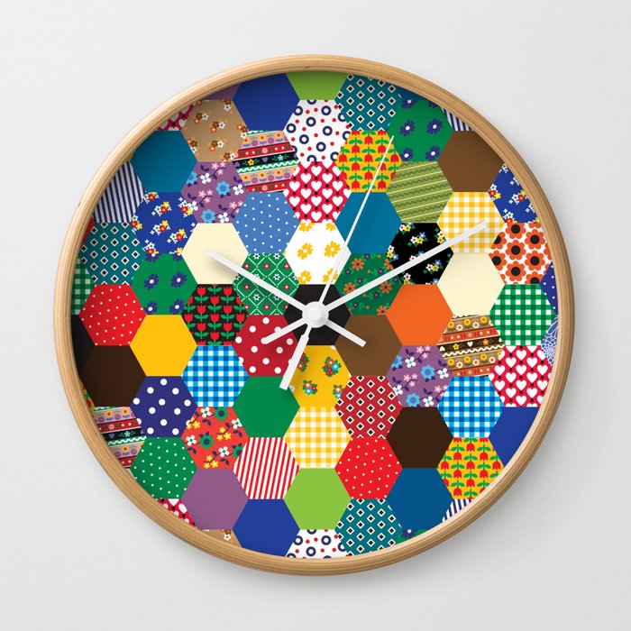 Hexagonal Patchwork Wall Clock