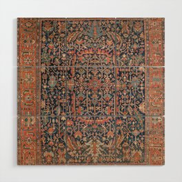 Antique Heriz Carpet Vintage Ornamental Persian Rug Wood Wall Art