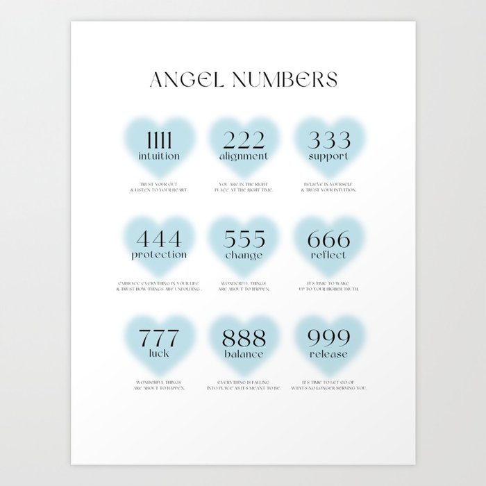 Blue Angel Numbers Art Print