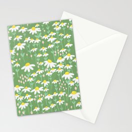 Chamomile Dream Stationery Cards | Floral, Daisies, Sun, Grass, Flowers, Spring, Acrylic, Green, Chamomile, Digital 