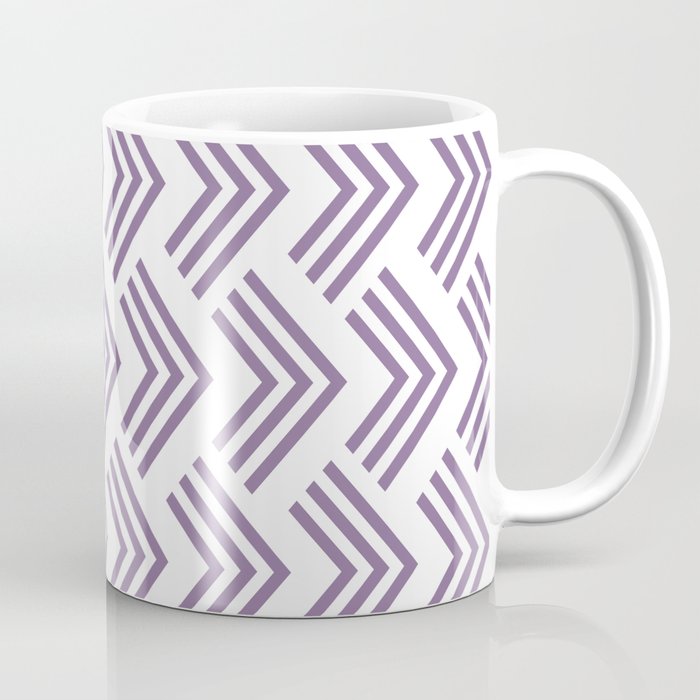 Purple and White Art Deco Chevron Pattern Pairs Coloro 2022 Popular Color Lavender Silk 138-48-19 Coffee Mug