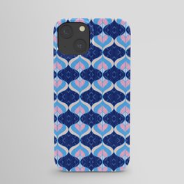 Ogee Symmetrical Geometric Illustration in Blue and Peach iPhone Case
