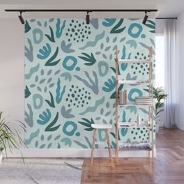 Abstract Cutouts - Shades of Blue Wall Mural