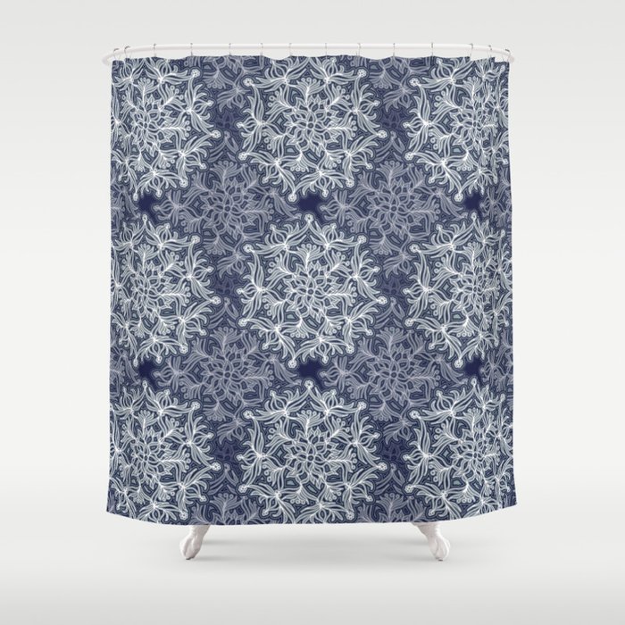 navy and cream shower curtain