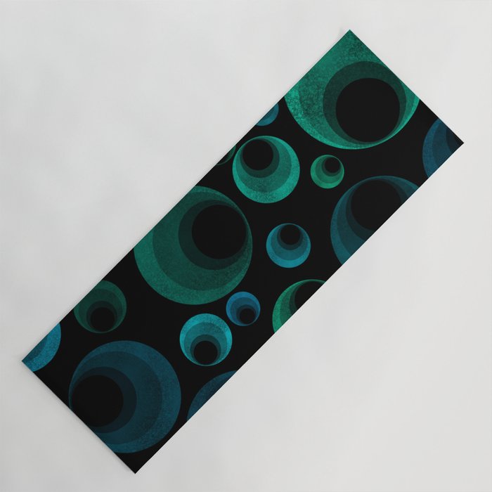 Teal & Green Abstract Circles Yoga Mat