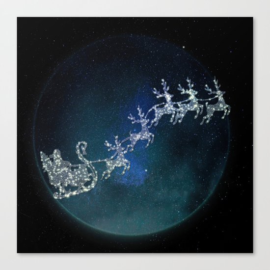 Santa on his Glitter way Canvas Print